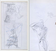 MARCELLO DUDOVICH, Studies for Advertising Posters, black chalk